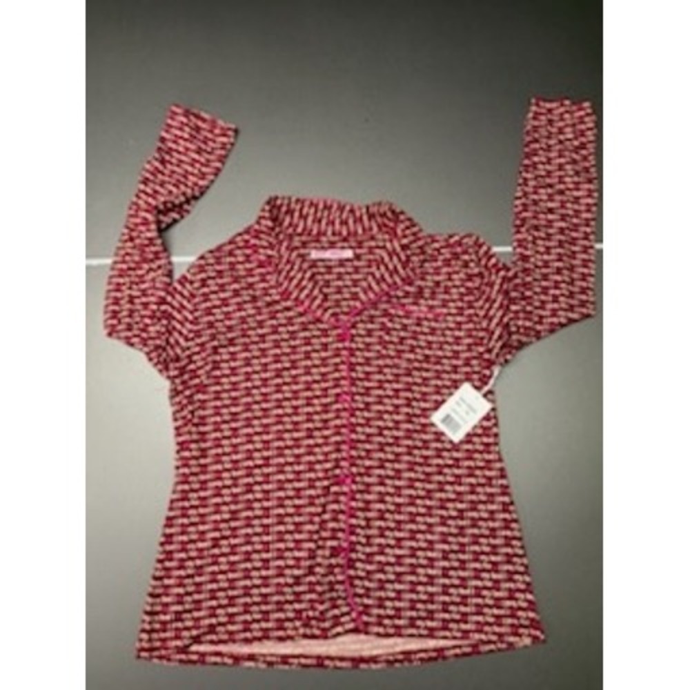 Emme Jordan I Love My Bed Heart Print Pajama Top Red Pink XL NWT